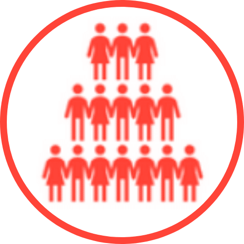 An icon containing a number of male and female figures holding hands