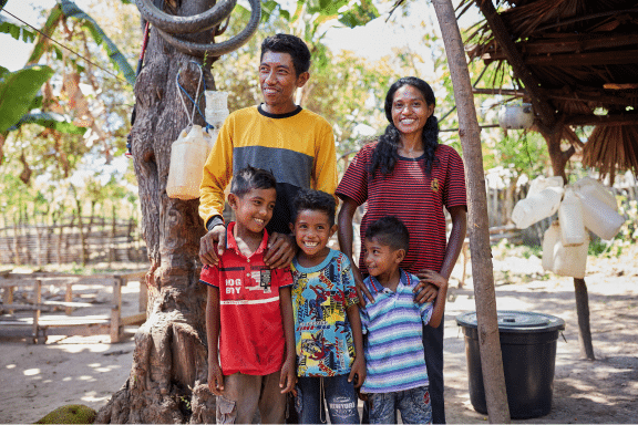 photo of a family with two adults and three children
